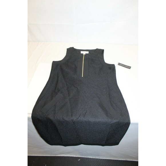 New Black Dress Sleeveless Zip Front Sheath Size 6 - Picture 1 of 8